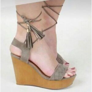 Altard State Platform Wedge Sandal Womens 8.5 Boho Y2K Gypsy Taupe Gray Strappy